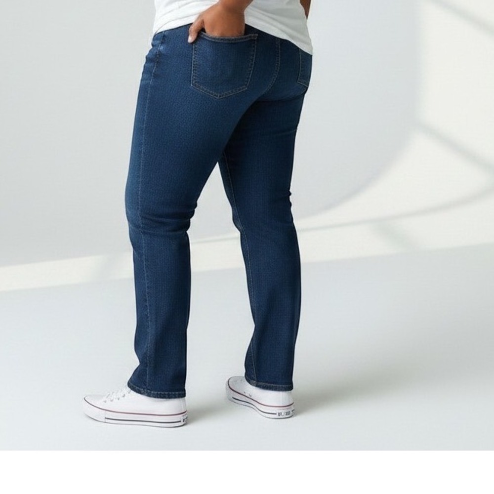 Lee Riders Straight Leg Jeans Womens 22W Petite Blue NWT Midrise Dark Wash Denim